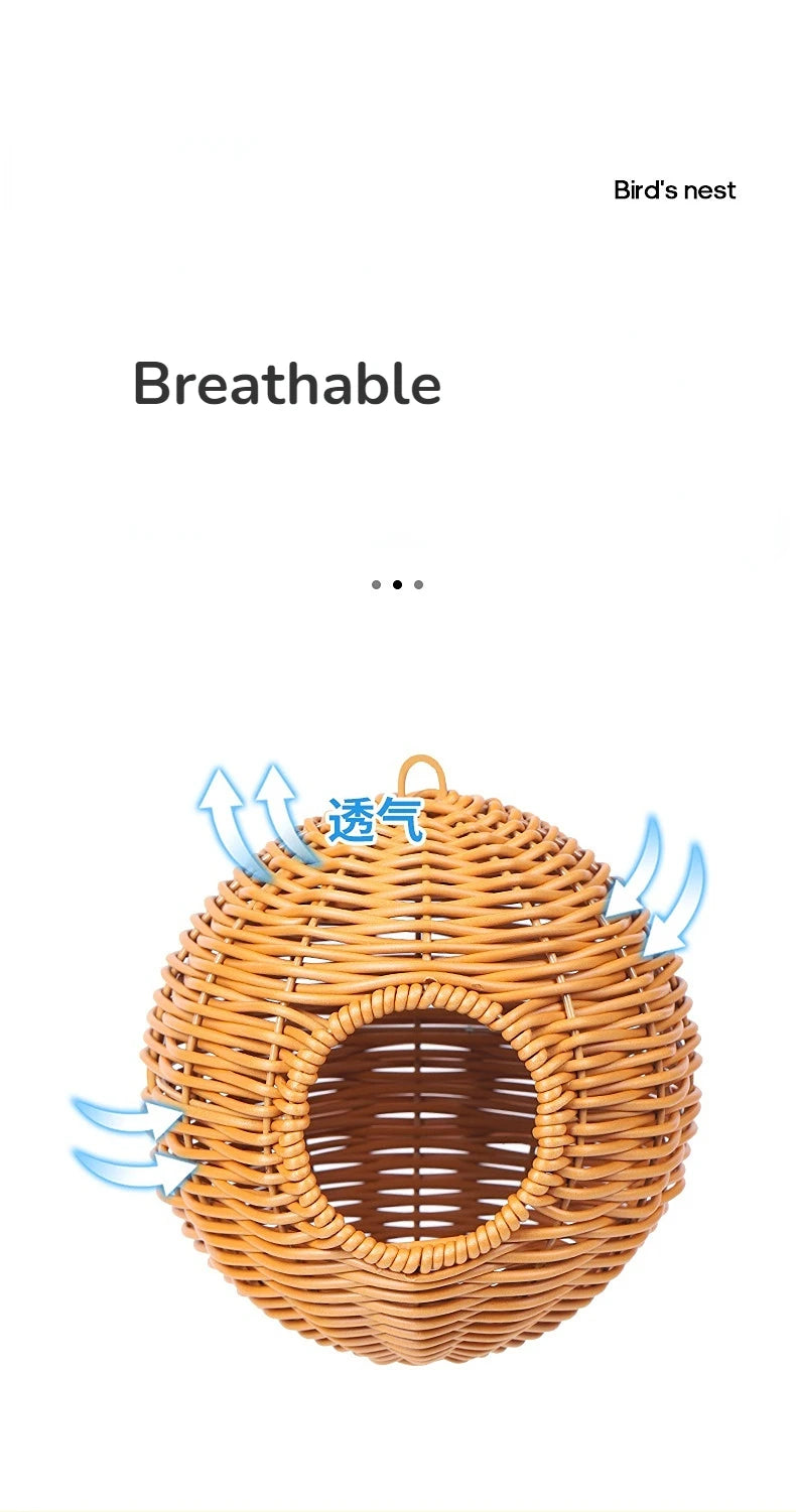 Handwoven Grass Bird Nest – Fake Grass Cage House for Parrots & Small Birds