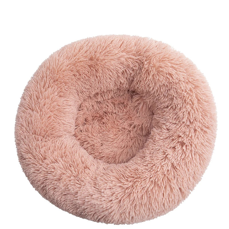 Large Round Pet Bed – Super Soft Plush Dog & Cat House for Winter Sleeping