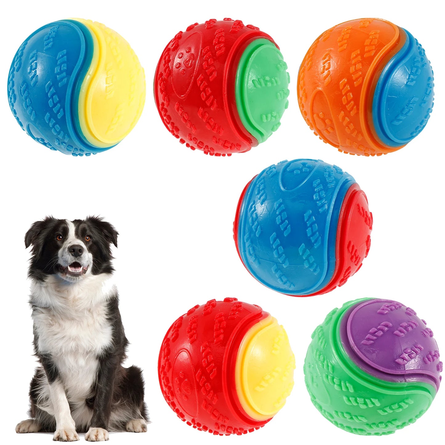 6PCS Interactive Dog Balls – Bite-Resistant Chew & Teeth Care