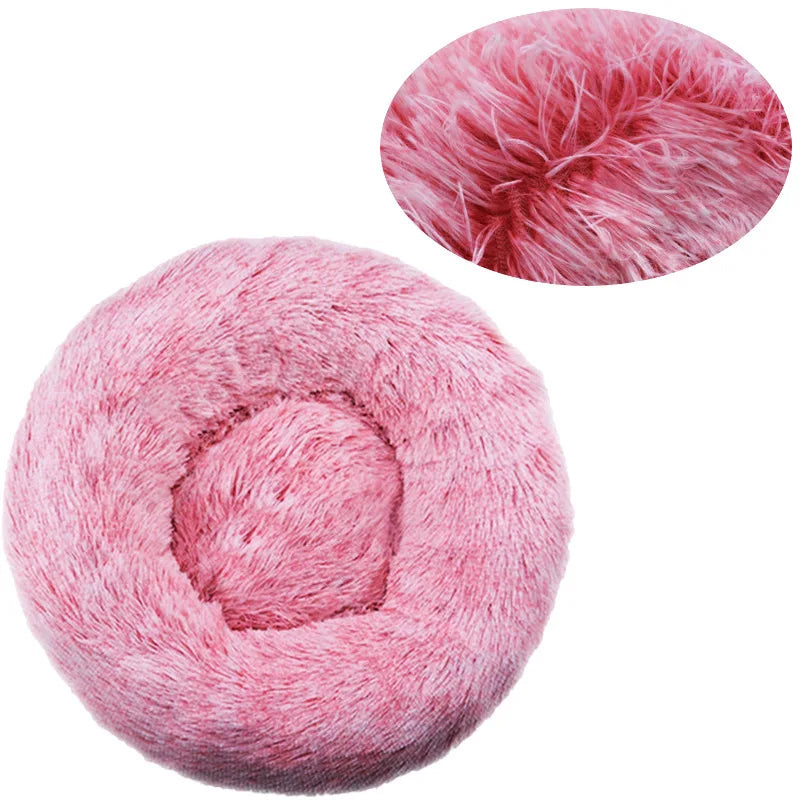 Washable Round Dog & Cat Bed – Cozy Winter Plush Basket for All Sizes