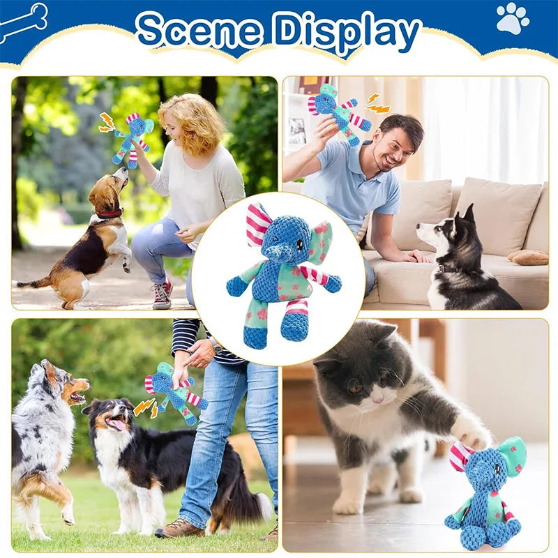 Interactive Dog Toy – Squeak & Rope, Teething & Heavy Chewers