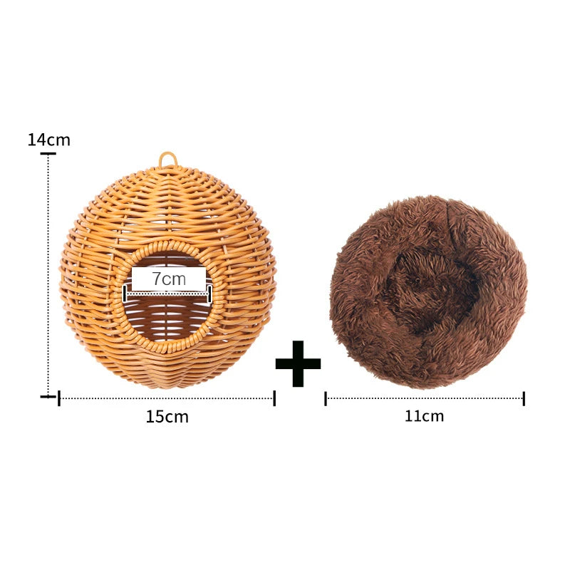 Handwoven Grass Bird Nest – Fake Grass Cage House for Parrots & Small Birds