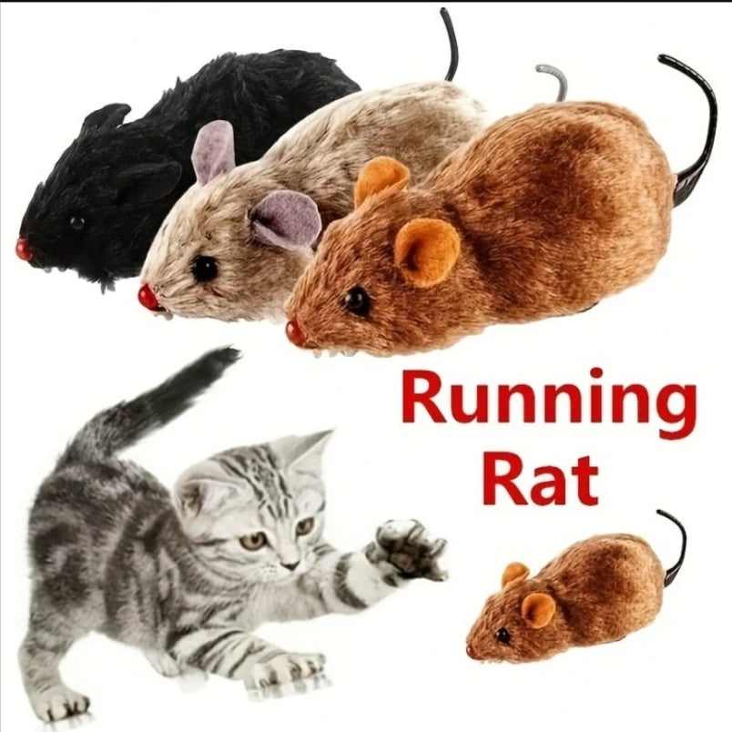 Lifelike Plush Mouse Toy – Running Rat Toy for Cats & Dogs (Random Color)