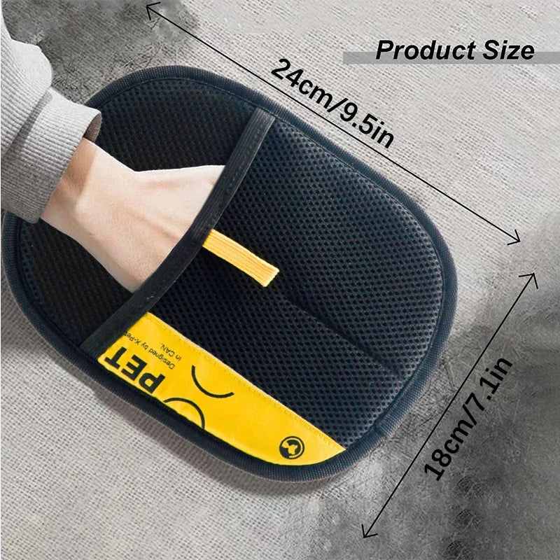 Pet Hair Remover Gloves – Reusable Electrostatic Grooming Gloves for Cats & Dogs with 2-in-1 Lint Brush