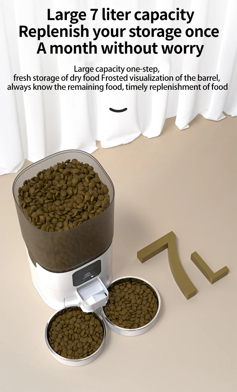 7L Smart Automatic Pet Feeder – Double Bowl WiFi Cat & Dog Dispenser