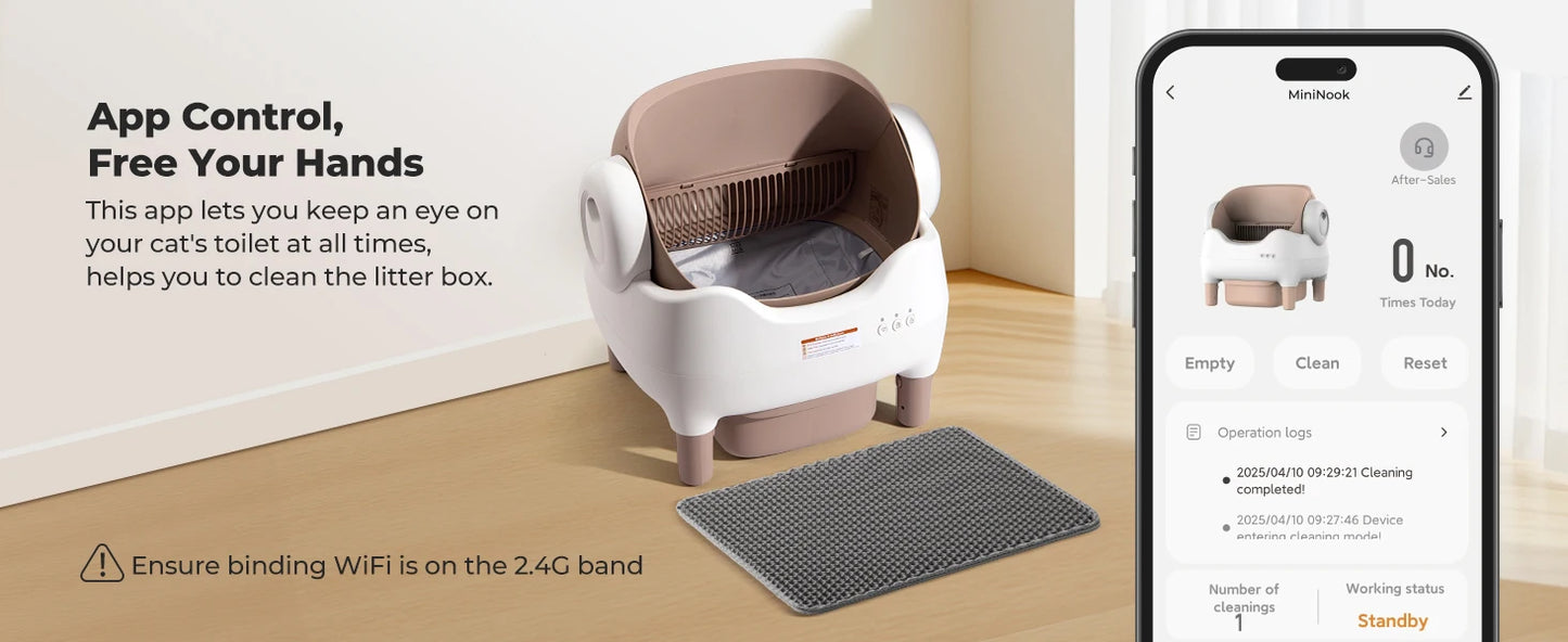 Automatic Self-Cleaning Litter Box – Odor-Free, App-Controlled, Open-Top for Multiple Cats