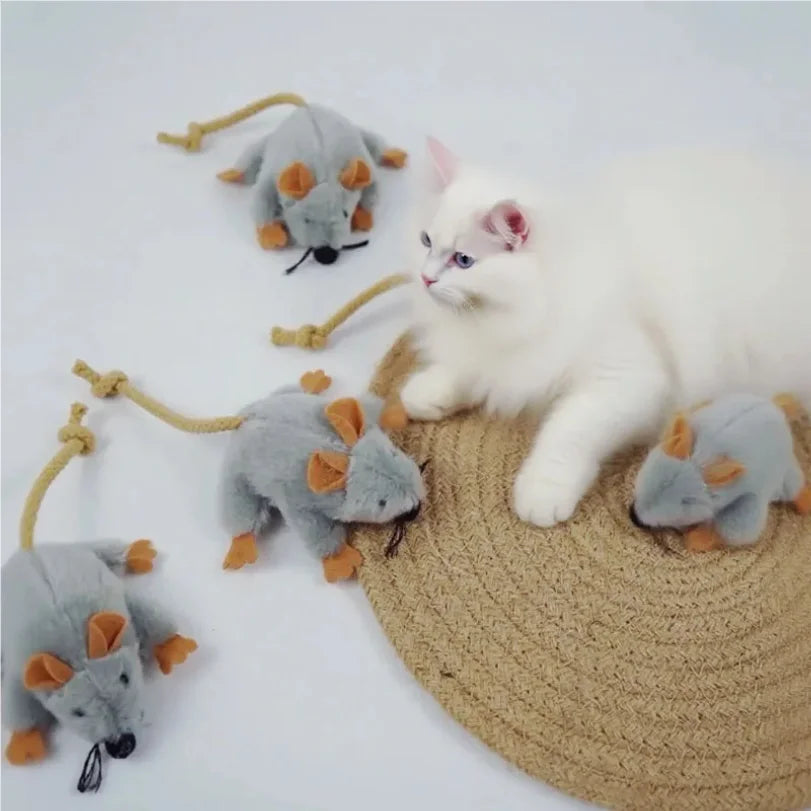 Gray Plush Mouse Cat Toy – Indoor Chew & Play Kitten Toy