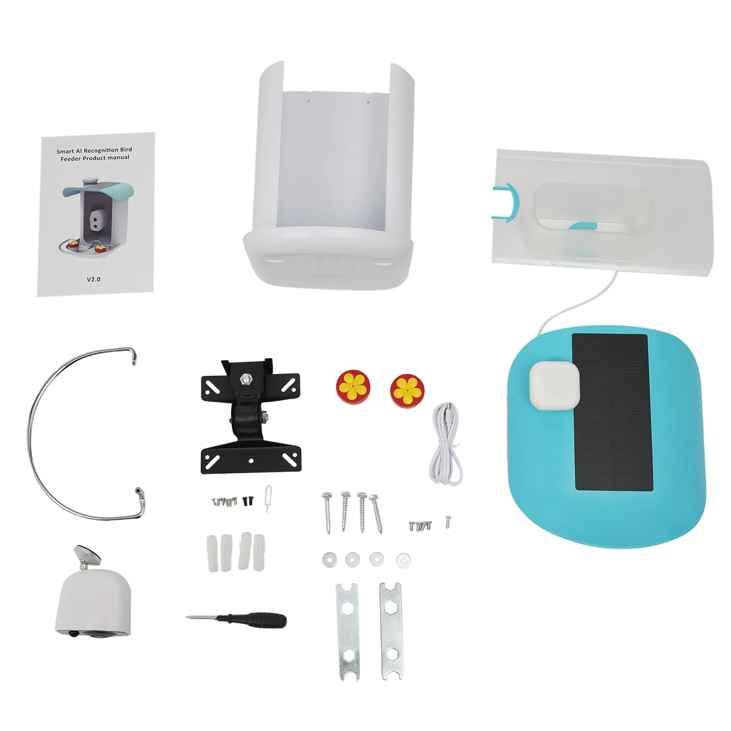 Smart Bird Feeder with Camera – Solar Powered WiFi Feeder, Night Vision, IP65 Waterproof, 2.27 Qt