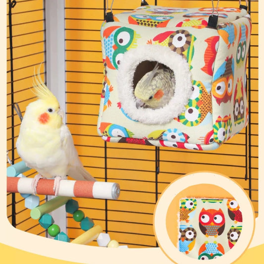 Winter Bird Bed – Arctic Velvet Warm Mat with Stable Hooks for Cages & Windows