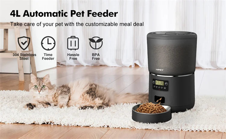 4L Smart Automatic Pet Feeder – Stainless Steel Bowl for Cats & Dogs