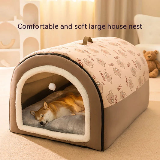 Large Winter Dog House  – Cozy, Removable & Washable Pet Bed