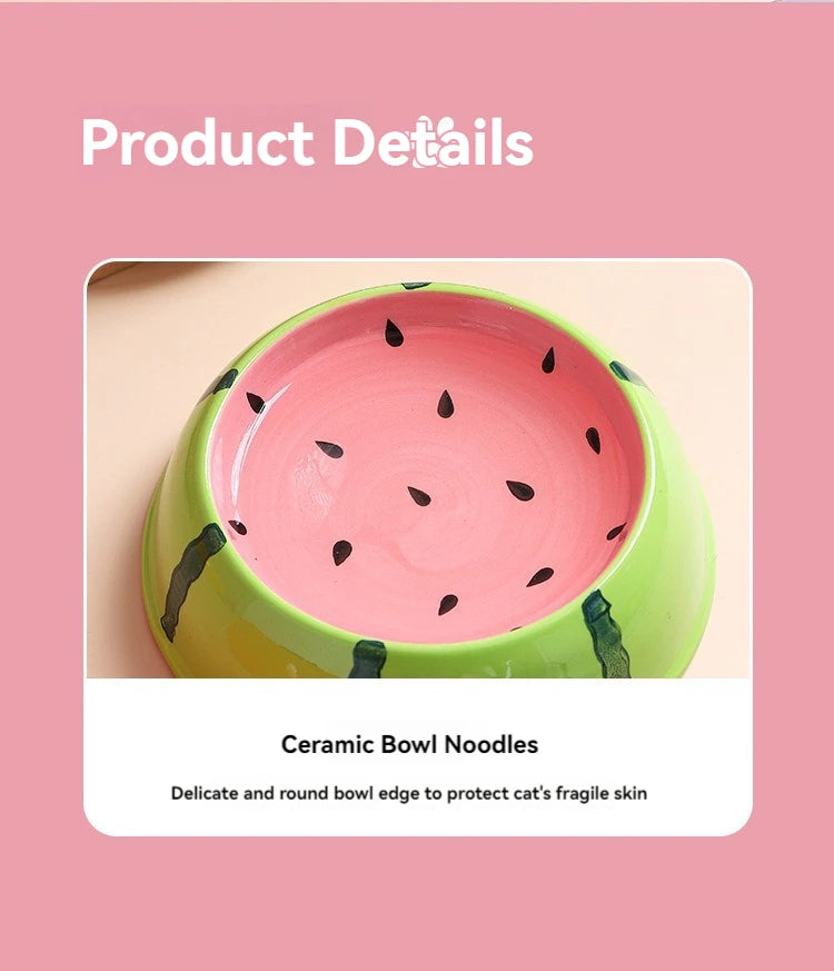 "Ceramic Pet Bowl – Cute Fruit Shapes for Cats & Small Dogs"