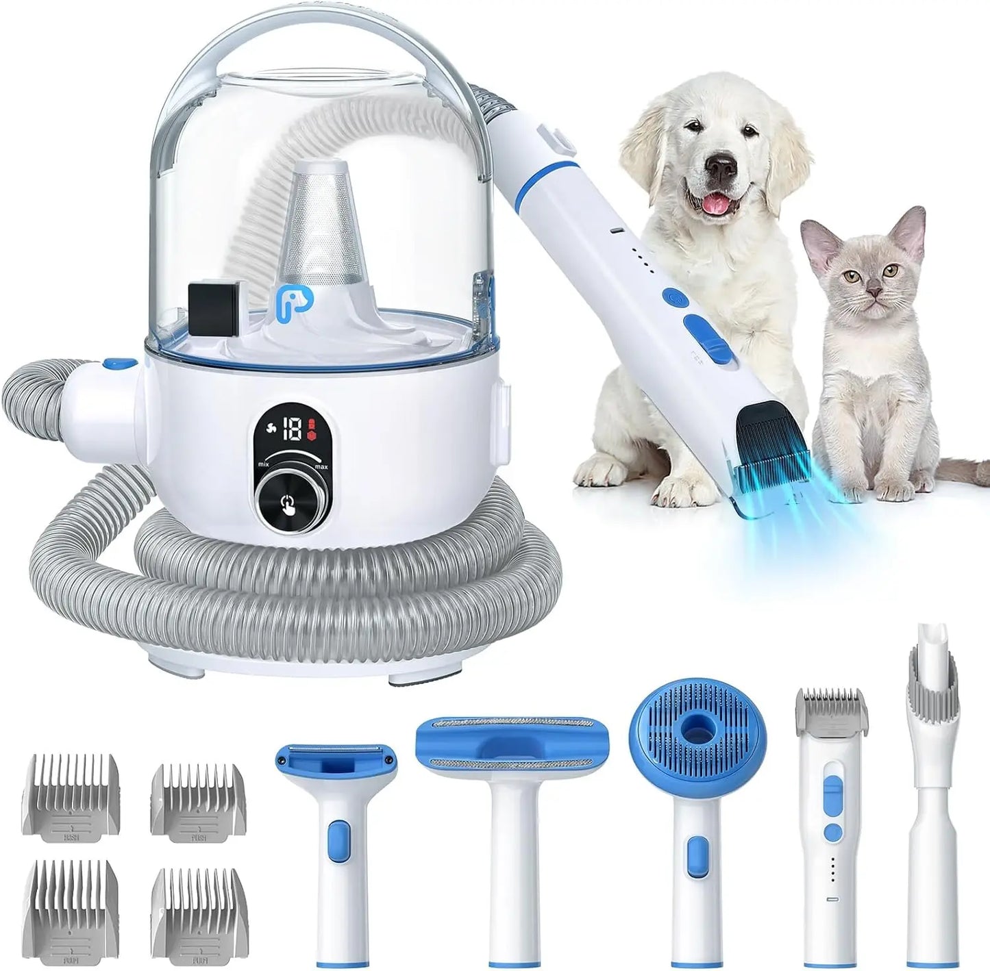 5-in-1 Pet Grooming Vacuum Kit – 2L Dust Cup Hair Remover for Dogs & Cats