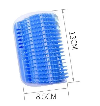 Cat Corner Brush & Massager – Self-Cleaning Grooming Comb with Catnip