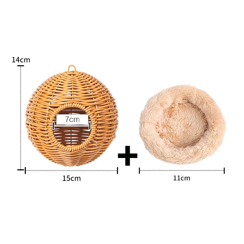 Handwoven Grass Bird Nest – Fake Grass Cage House for Parrots & Small Birds