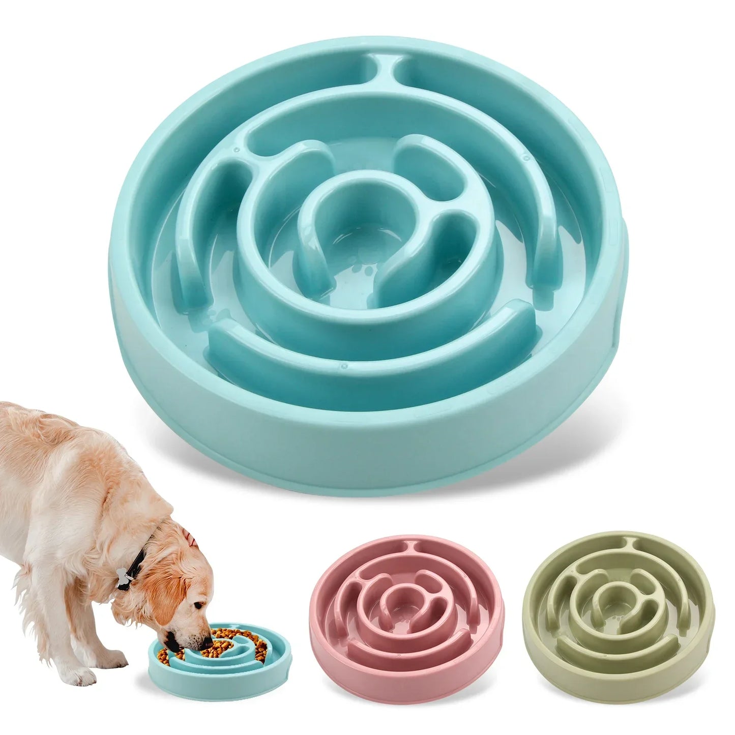 "Eco Spiral Cat Slow Feeder – Anti-Gulping, Non-Slip Bowl"