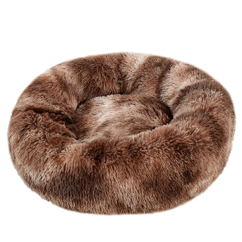 Washable Round Dog & Cat Bed – Cozy Winter Plush Basket for All Sizes