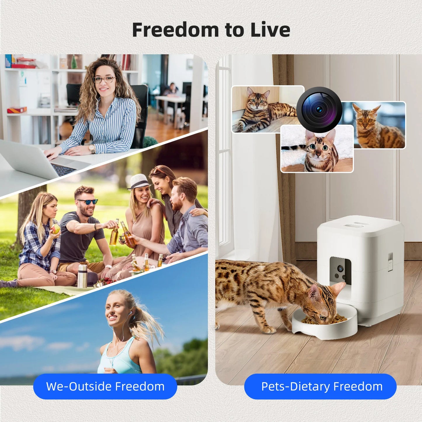 Smart Automatic Pet Feeder with Camera – App Controlled Cat & Dog Feeder