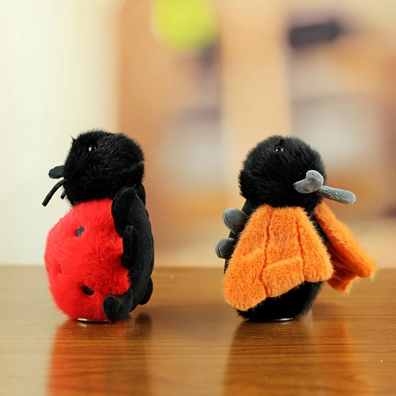 Cute Insect Plush Keychain – Spider, Bee & Caterpillar Toys for Cats & Dogs