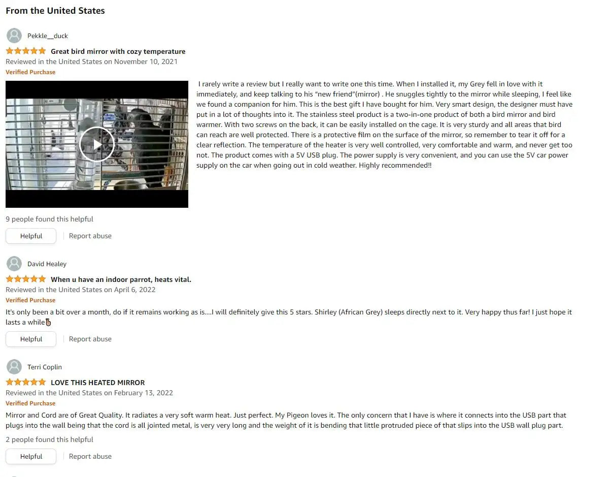 Bird Cage Heater Perch – Stainless Steel Parrot Warmer with Thermostat for Bird Cages