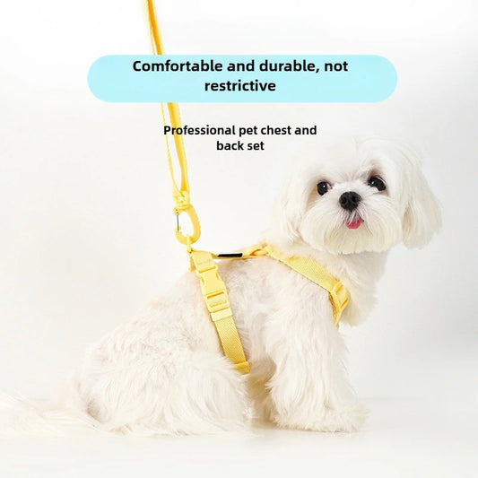 "Adjustable Reflective Puppy Harness & Leash Set for Small Dogs"