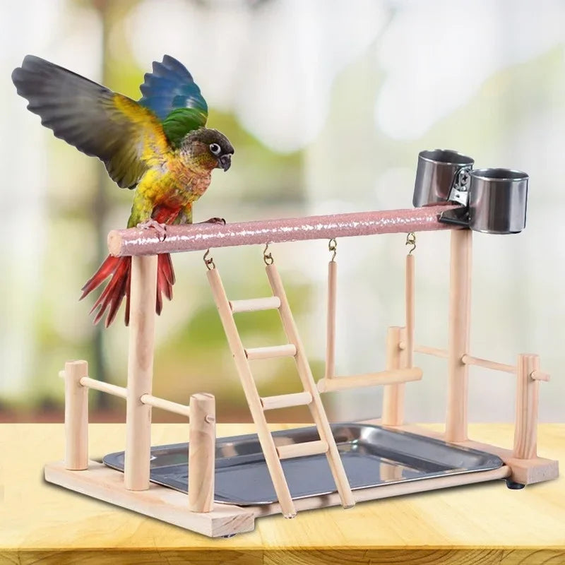 Bird Toy Activity Center – Cage Stand with Perch, Ladder, Hammock & Feeder