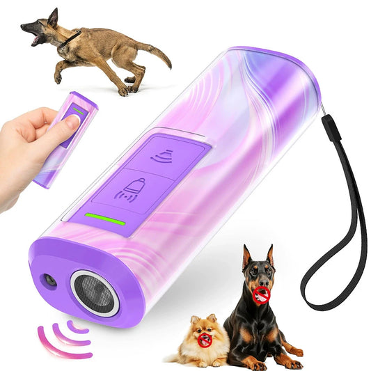 2025 Dog Ultrasonic Repeller Release Pet Training Rechargeable Anti Dog Bark Bite PortableDevice LED Flashlight Dog Repellent