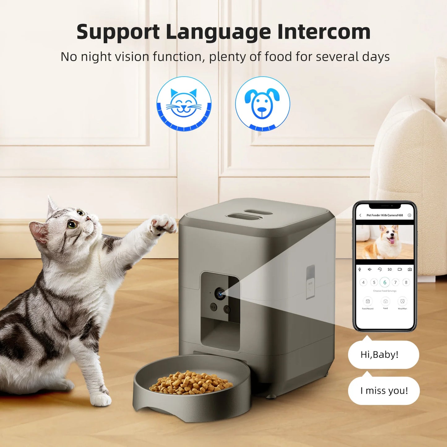 Smart Automatic Pet Feeder with Camera – App Controlled Cat & Dog Feeder