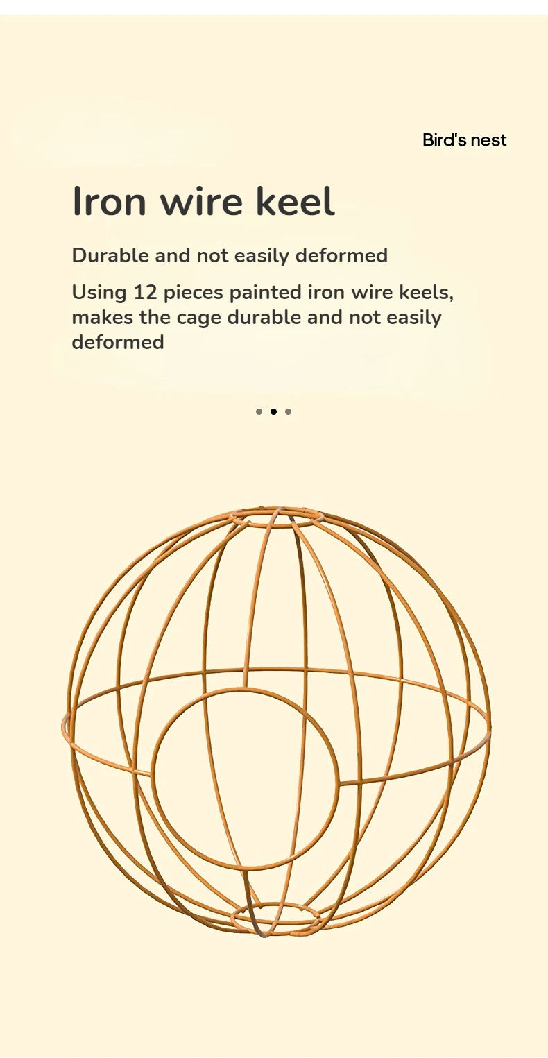 Handwoven Grass Bird Nest – Fake Grass Cage House for Parrots & Small Birds