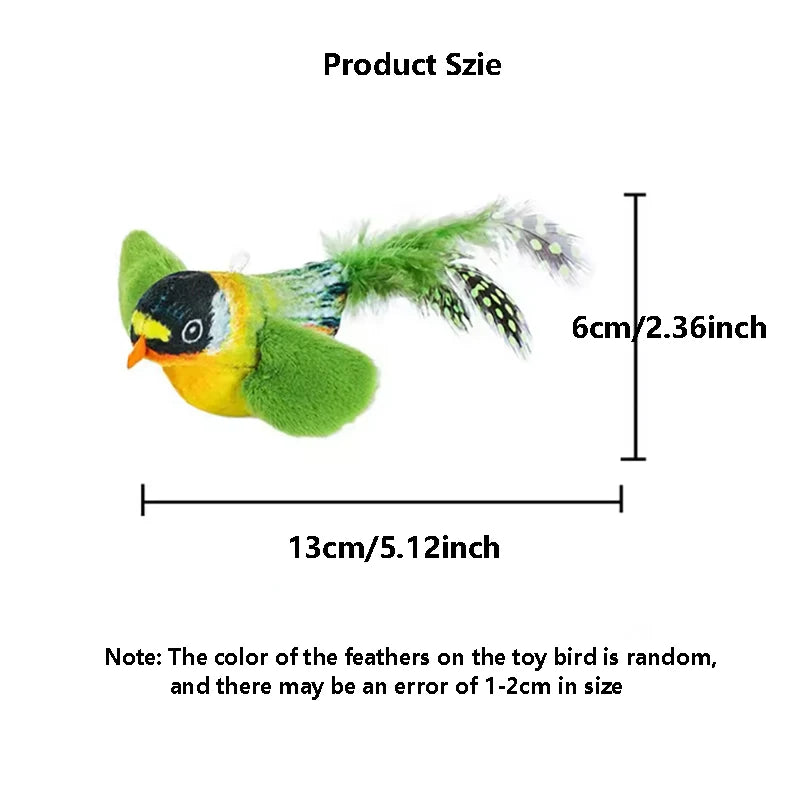 Interactive Cat Toy with Bird Sound & Elastic Rope