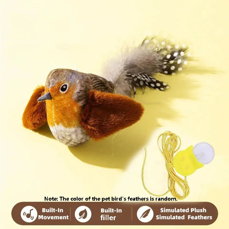 Interactive Cat Toy with Bird Sound & Elastic Rope
