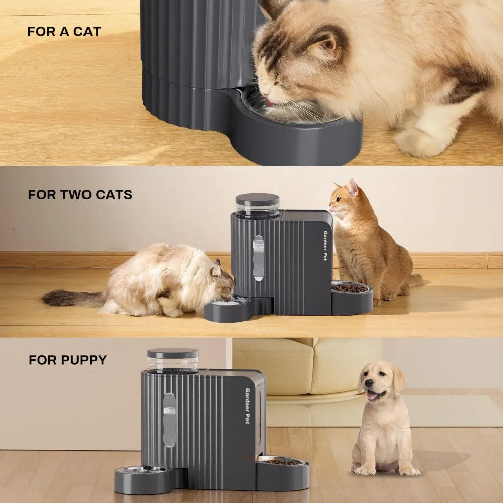 Automatic Gravity Cat & Dog Feeder – Stainless Steel Food & Water Dispenser