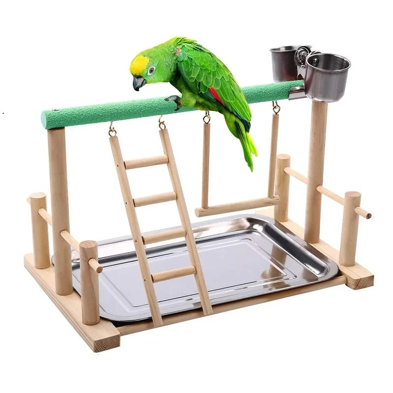 Bird Toy Activity Center – Cage Stand with Perch, Ladder, Hammock & Feeder