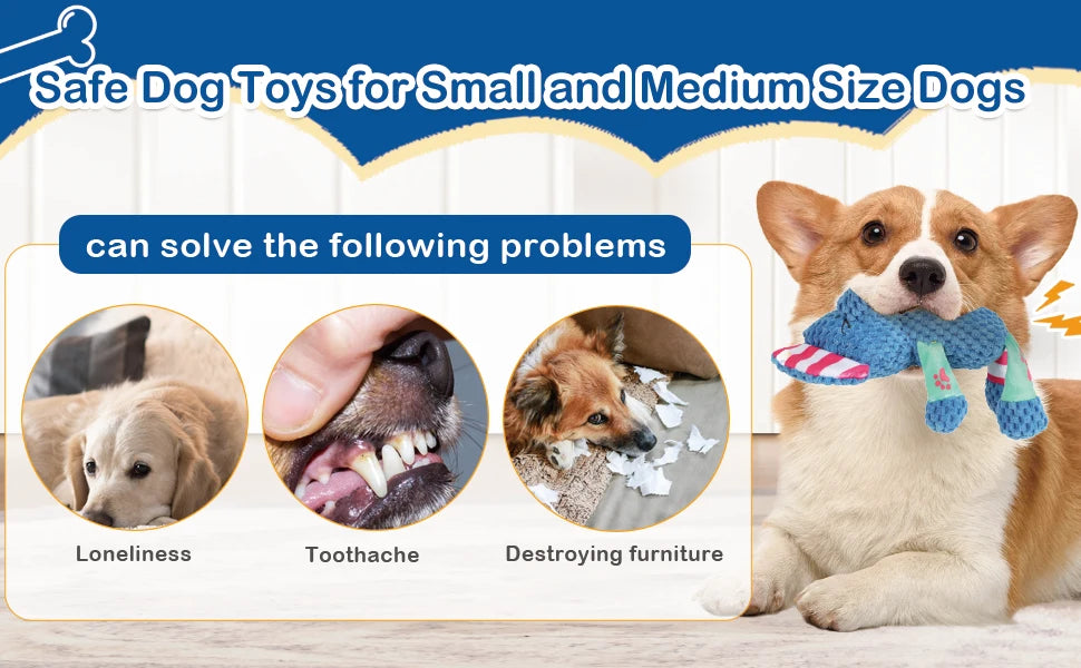 Interactive Dog Toy – Squeak & Rope, Teething & Heavy Chewers