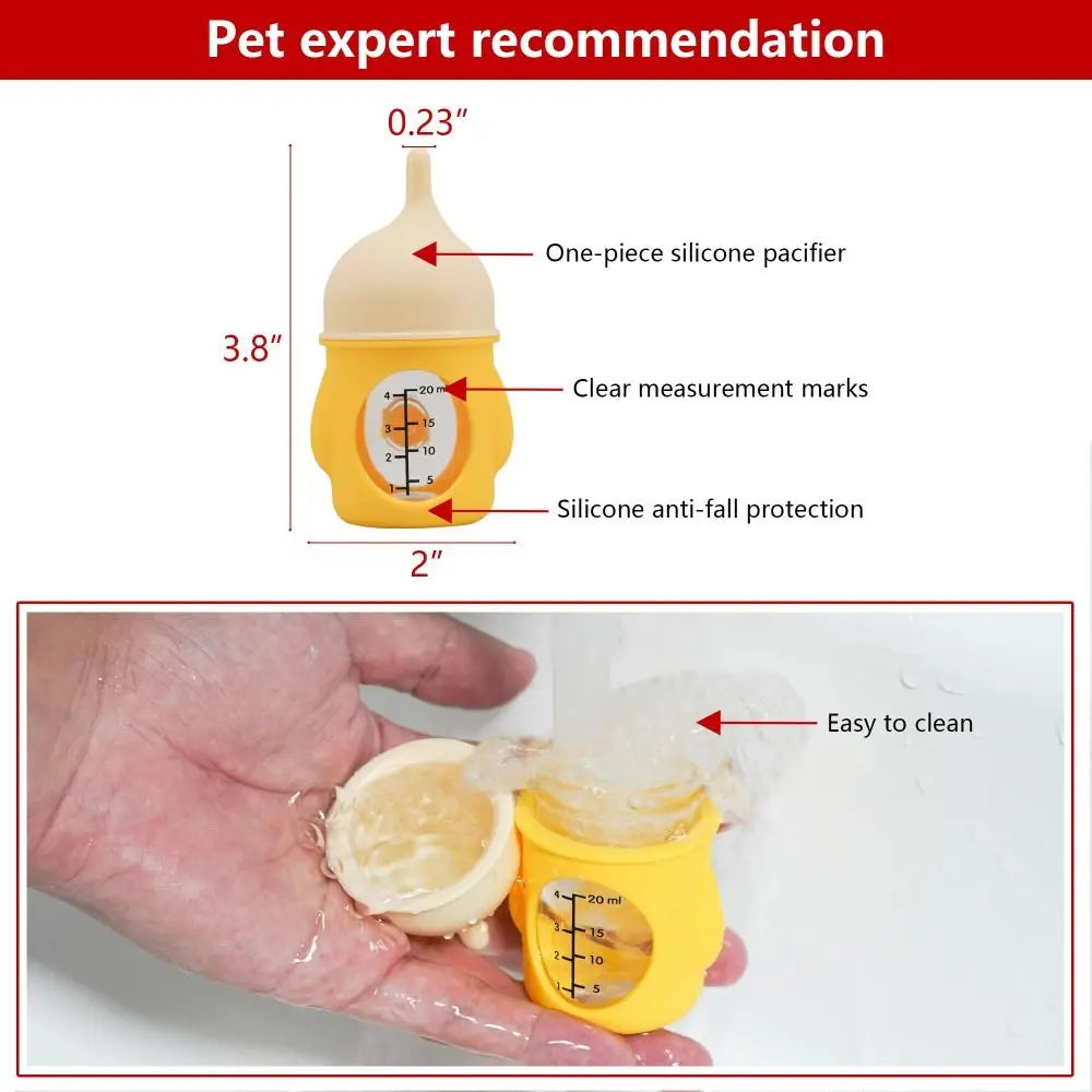 Silicone Pet Feeding Bottle – Anti-Slip Puppy & Kitten Bottle with Anti-Choke Valve