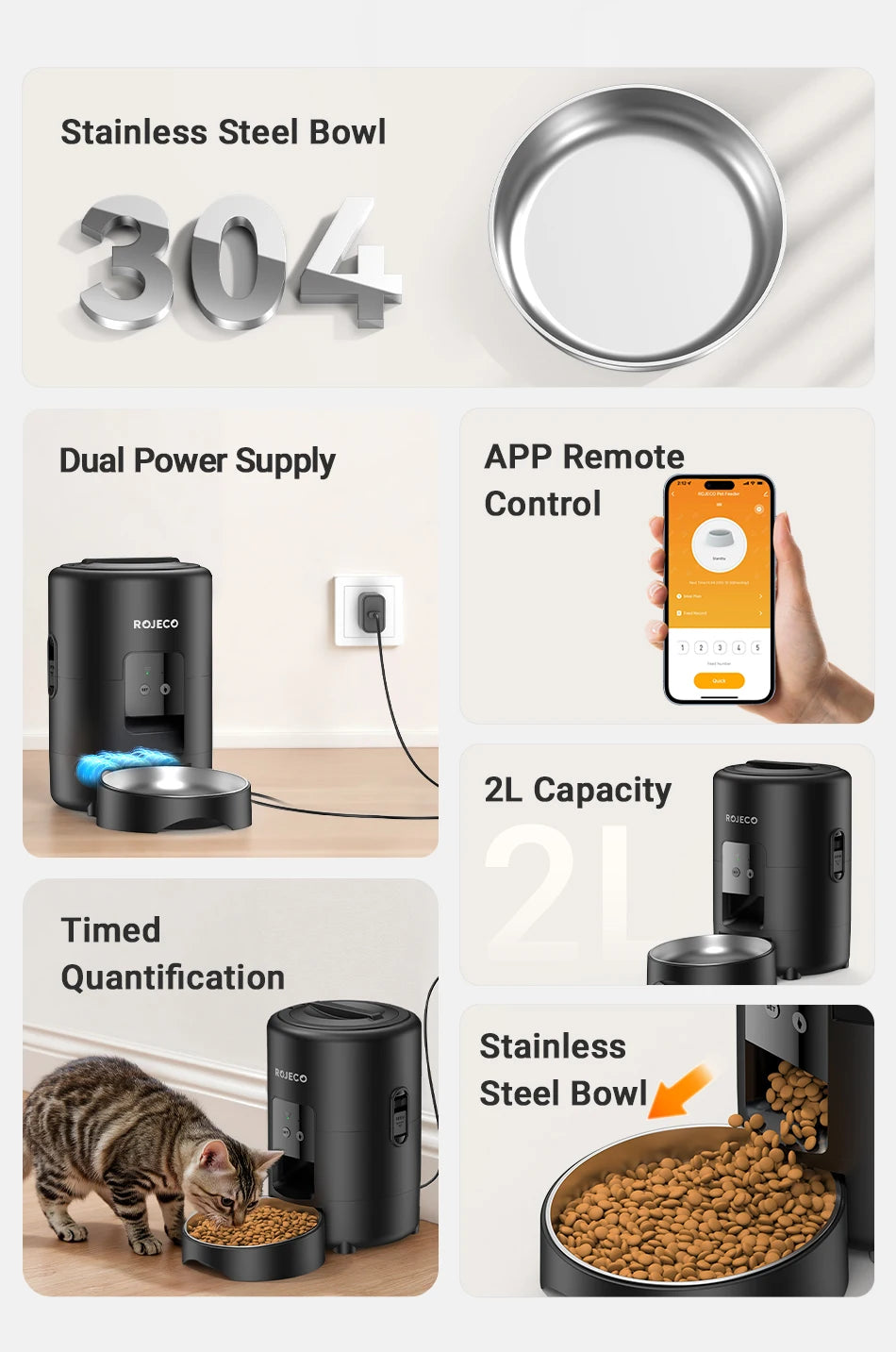 Smart 2L Pet Feeder – Wi-Fi App Auto Dispenser for Cats & Dogs