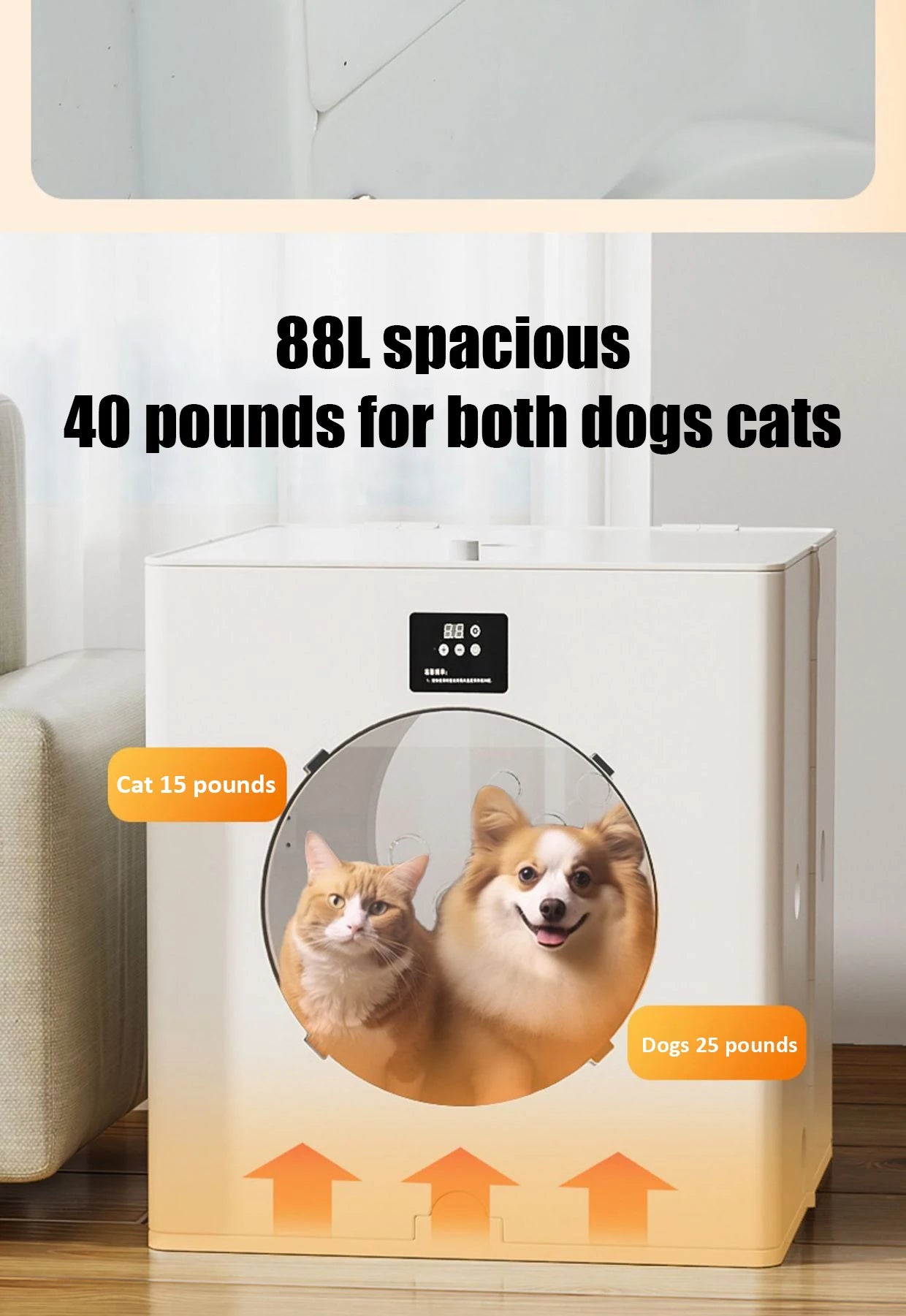 Foldable Pet Drying Box – 88L Large Automatic Dog & Cat Hair Dryer