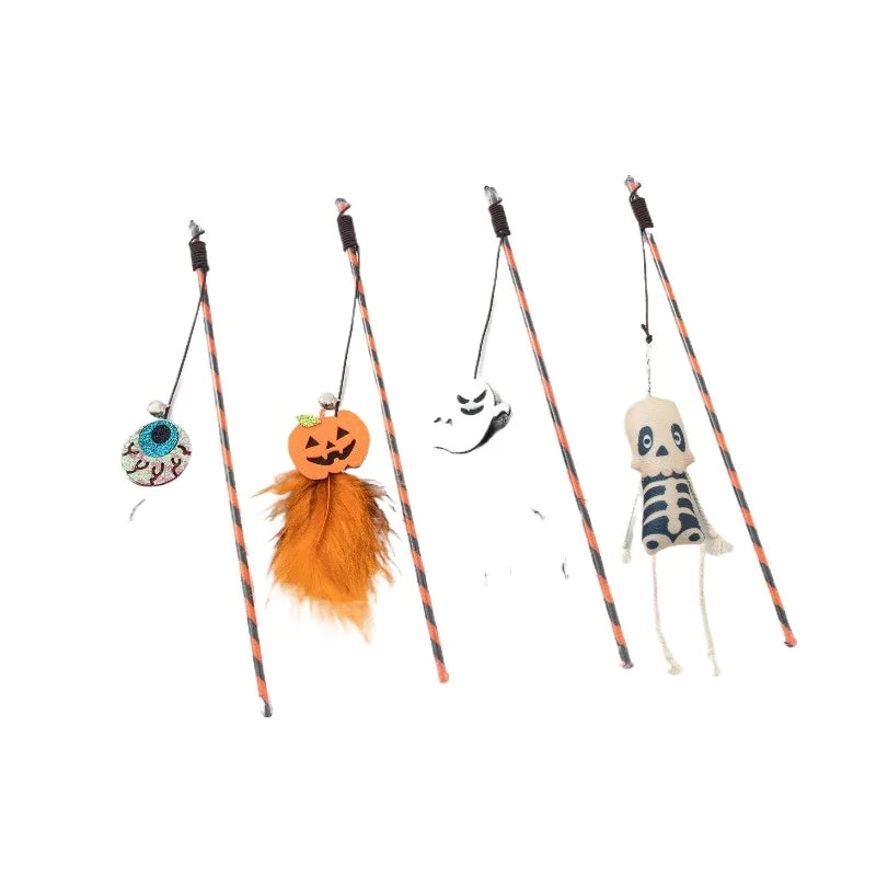 Pumpkin Ghost Cat Teaser Wand