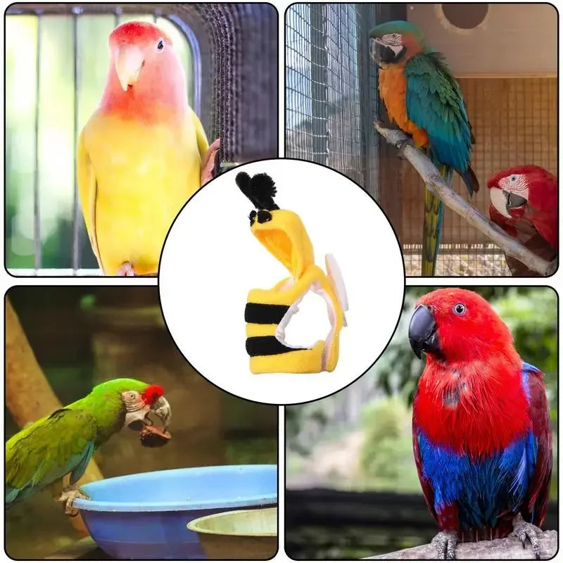 Bee-Shaped Bird Costume – Soft Hoodie Outfit for Parrots & Budgies