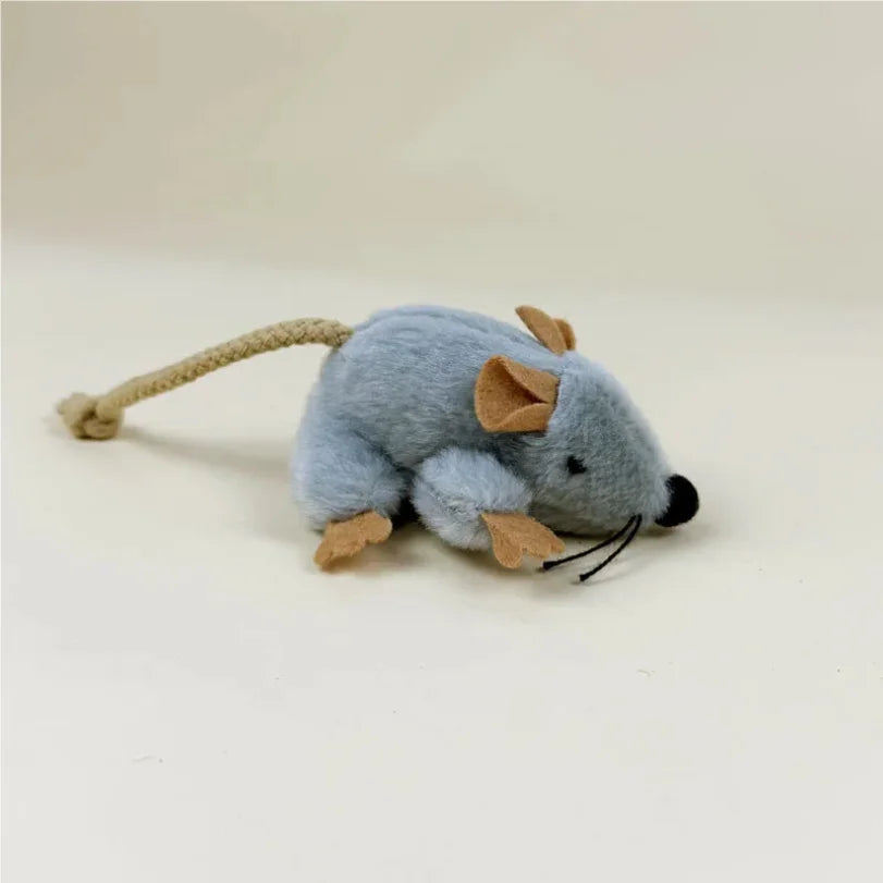 Gray Plush Mouse Cat Toy – Indoor Chew & Play Kitten Toy