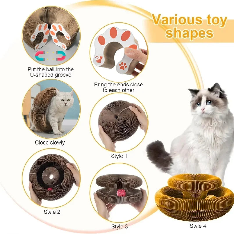 Kitten Curl Toy – Foldable Magic Cat Scratcher & Interactive Bed