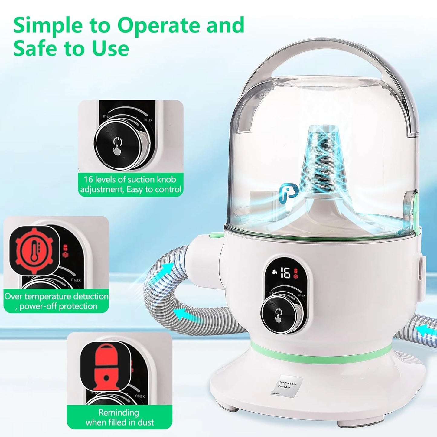 2L Pet Grooming Vacuum Kit – Ultra-Quiet, 99% Hair Removal, Professional 5-in-1 Tools for Dogs & Cats