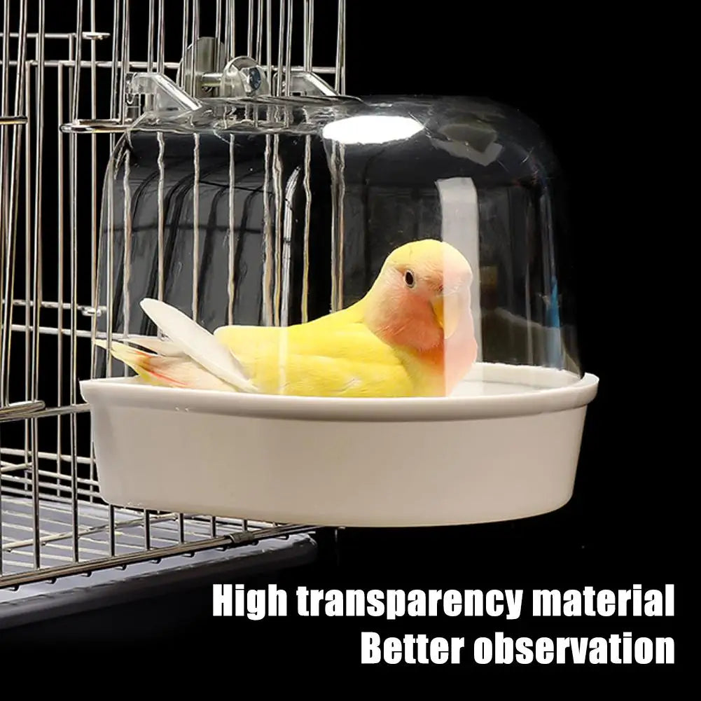 Clear Hanging Bird Bath – Cage Accessory for Parakeets, Canaries & Cockatiels