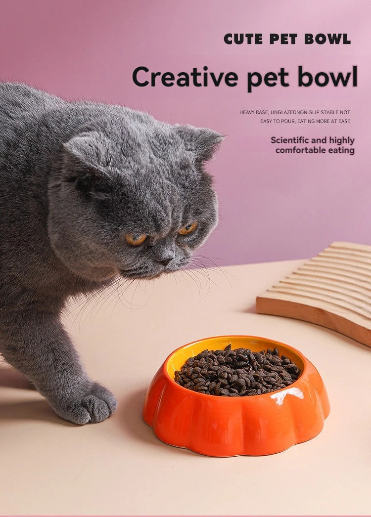 "Ceramic Pet Bowl – Cute Fruit Shapes for Cats & Small Dogs"