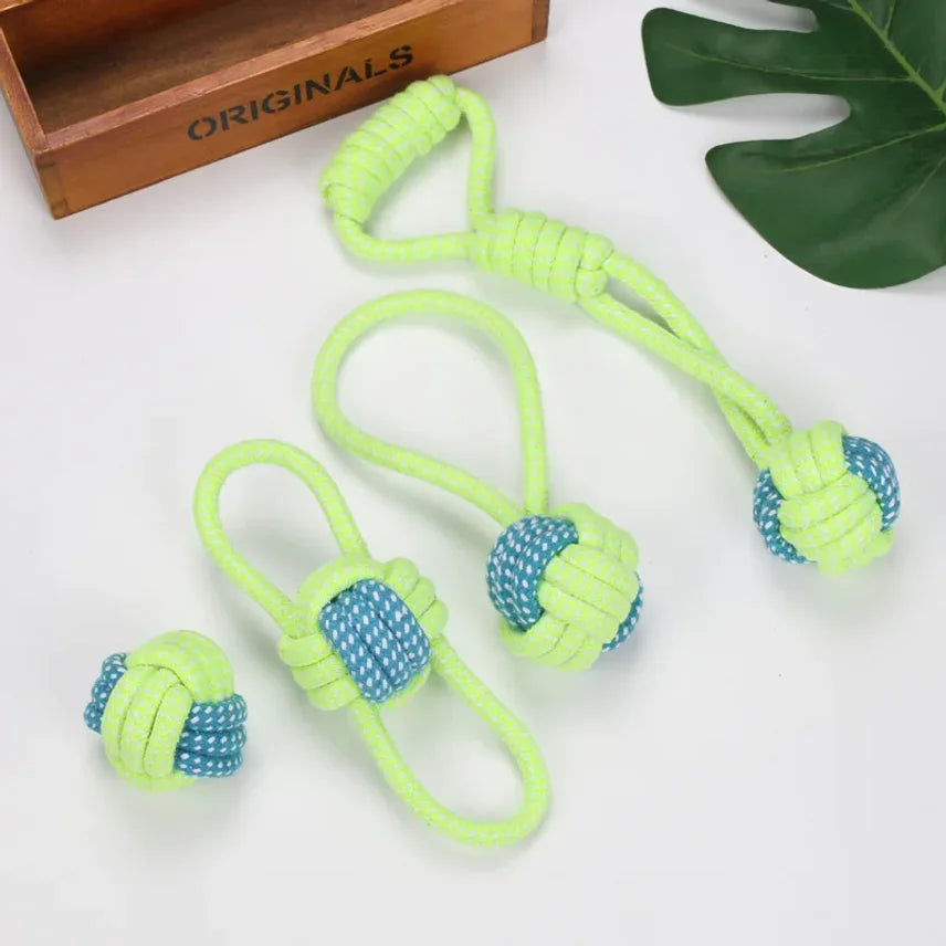 Interactive Cotton Rope Dog Toy – Chew Ball & Toothbrush for Puppies and Large Dogs