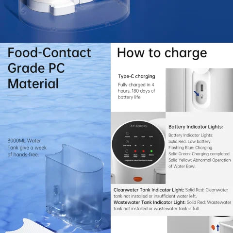 Pethiphop Smart Water Fountain – Wireless, Fresh, Automatic Flow