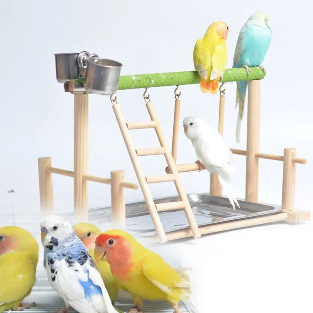 Bird Toy Activity Center – Cage Stand with Perch, Ladder, Hammock & Feeder