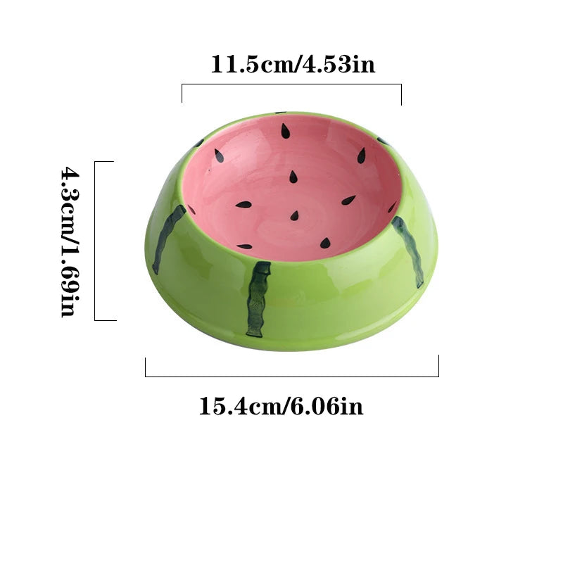 "Ceramic Pet Bowl – Cute Fruit Shapes for Cats & Small Dogs"