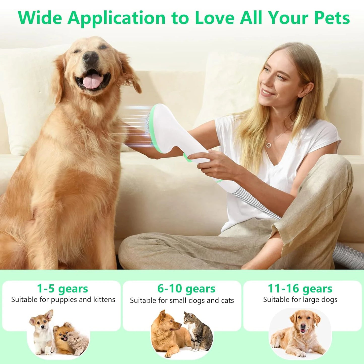 2L Pet Grooming Vacuum Kit – Ultra-Quiet, 99% Hair Removal, Professional 5-in-1 Tools for Dogs & Cats