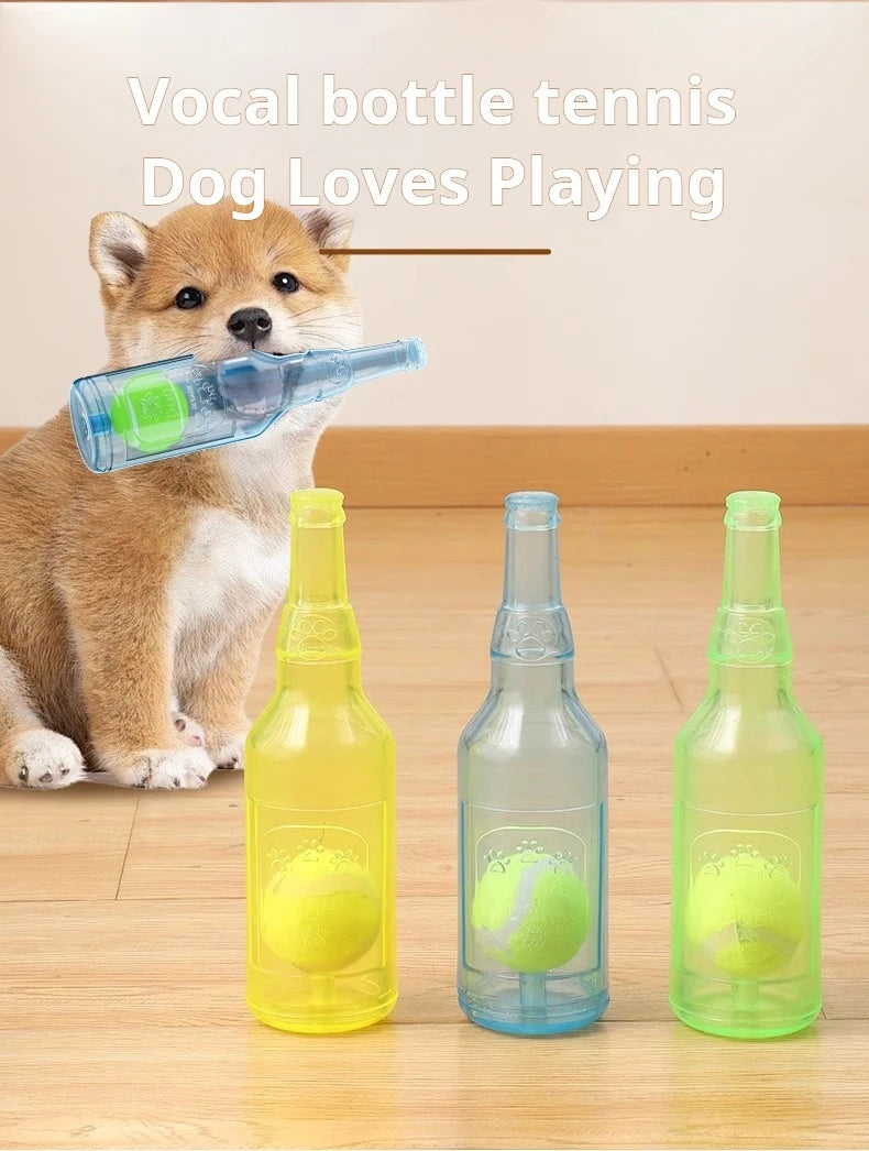 Interactive Bottle-Sound Dog Chew Ball – Durable Training Toy for Small & Large Dogs